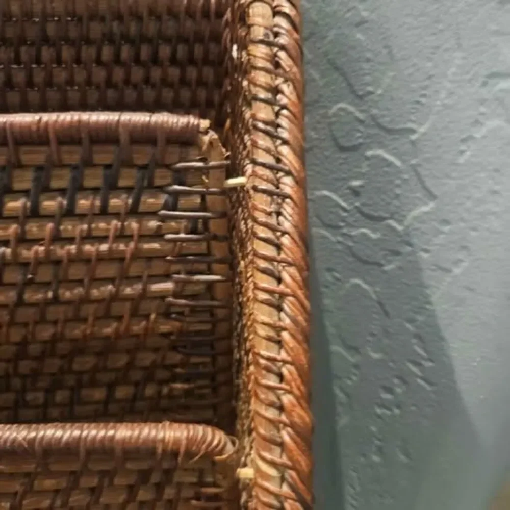 Woven Rattan Tiered Desk Organizer  Letter File